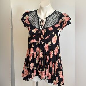 Free People Tilly Printed Yoke Tie-Front Tunic